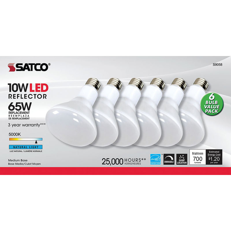 Satco BR30 E26 (Mediano) Bombilla LED Luz Natural Equivalencia de 65 Vatios paquete de 6
