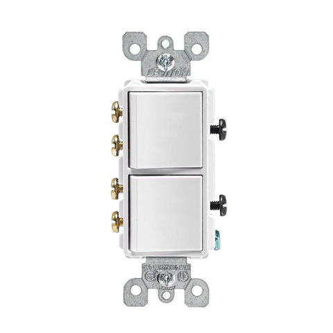 Interruptor basculante de 3 vías Leviton Decora de 15 amperios, blanco, paquete de 1