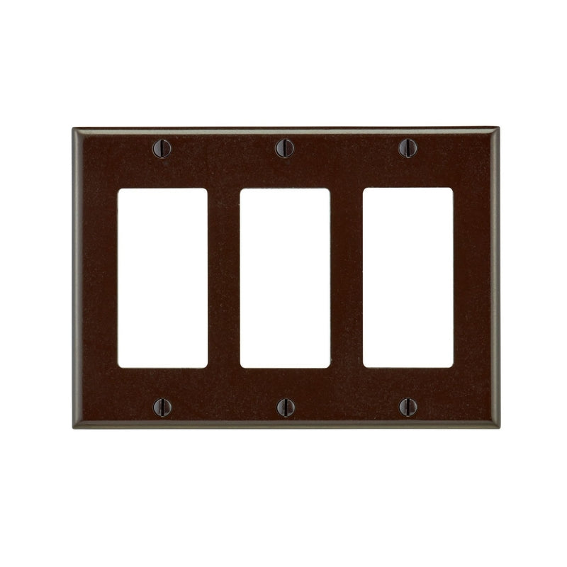 Leviton Decora Brown 3 gang Thermoset Plastic Duplex Wall Plate 1 pk