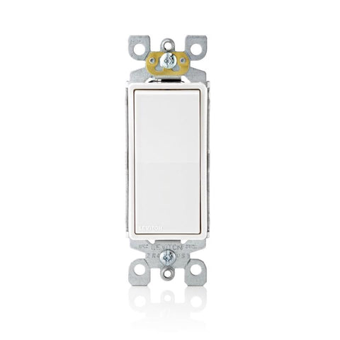 Leviton Decora 15 amps Single Pole Antimicrobial Treated Rocker AC Quiet Switch White 1 pk