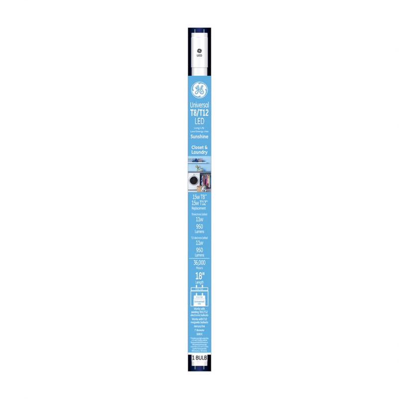 GE T8 and T12 Frosted Sunshine 18 in. G13 (Medium Bi-Pin T8 LED Linear Tube 15 Watt Equivalence 1 pk (Pack of 6)