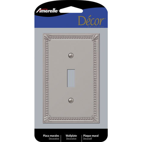Amerelle Imperial Bead Brushed Nickel 1 gang Metal Toggle Wall Plate 1 pk