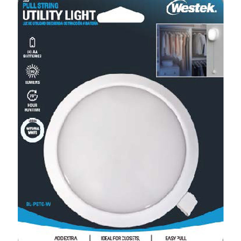 Lámpara utilitaria blanca Westek de 4,1 pulg. de alto x 4,1 pulg. de ancho x 1,25 pulg. de largo