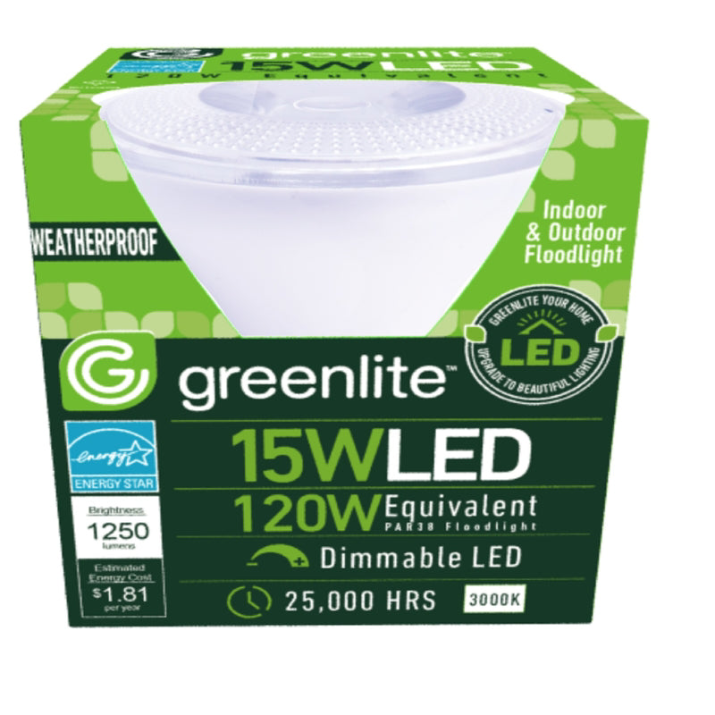 Bombilla LED tipo reflector Greenlite PAR38 E26 (mediana), blanco brillante, equivalente a 120 vatios, paquete de 1