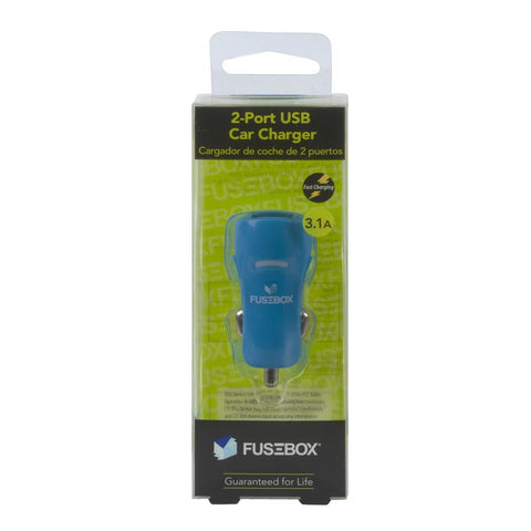 Fusebox Blue 2 Port USB Car Charger For All Mobile Devices (Pack of 6)