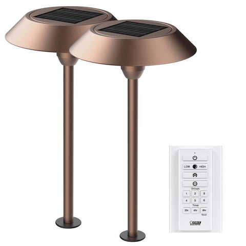 Feit OneSync Bronze Solar Powered 0.4 W LED Pathway Light 2 pk