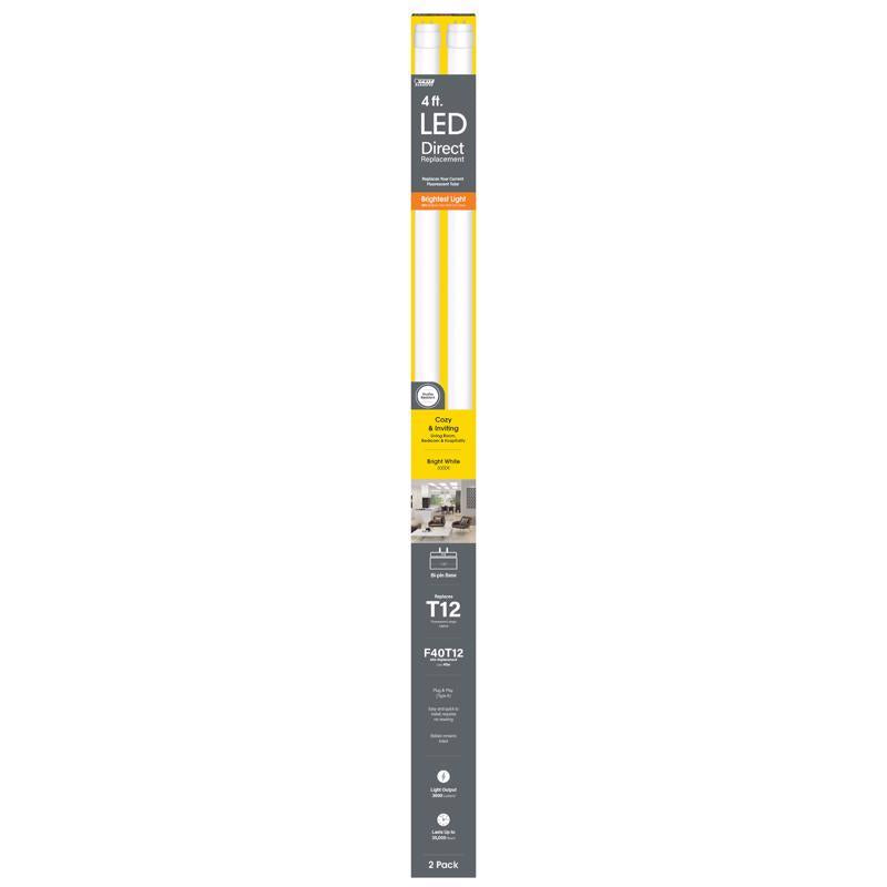 Feit T12 Bright White 48 in. Bi-Pin Base T12 LED Linear Lamp 40 Watt Equivalence 2 pk (Pack of 10)