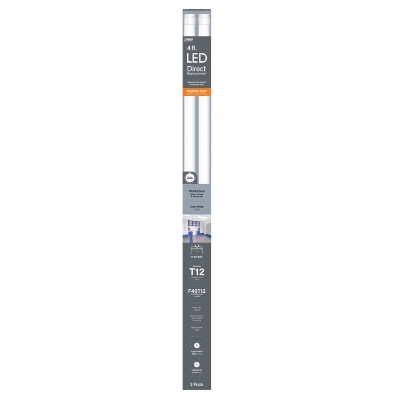 Feit T12 Cool White 48 in. Bin-Pin T12 LED Linear Lamp 40 Watt Equivalence 2 pk (Pack of 10)
