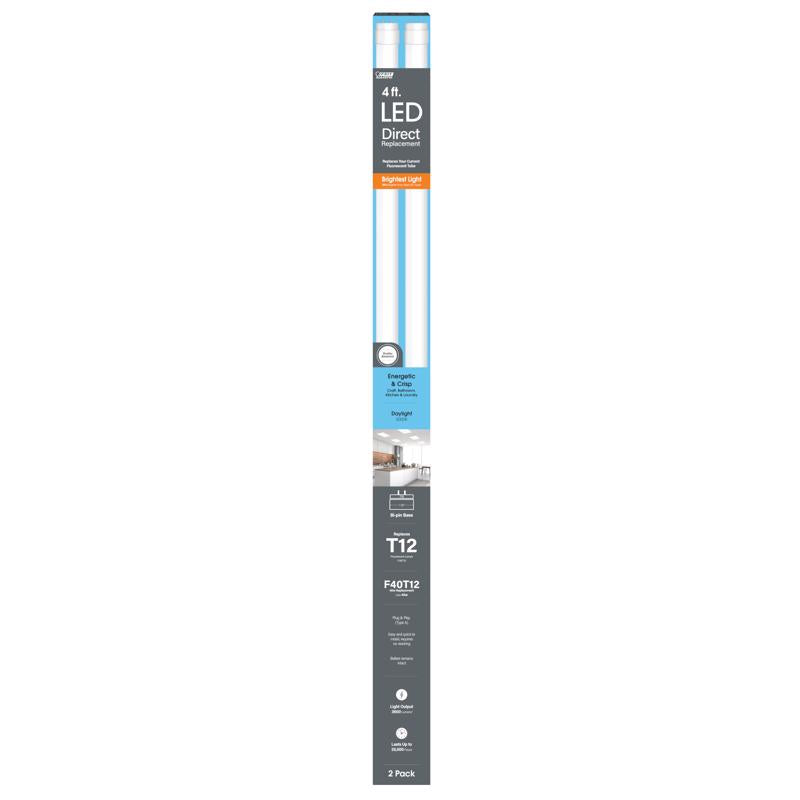 Feit T12 Daylight 48 in. Bin-Pin T12 LED Linear Lamp 40 Watt Equivalence 2 pk (Pack of 10)