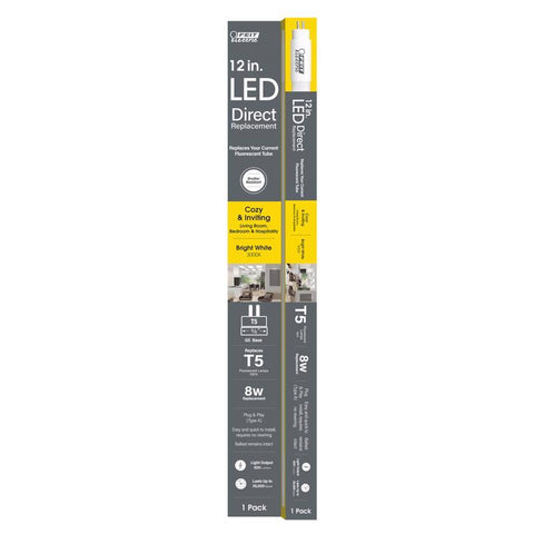 Feit T5 Bright White 12 in. Bi-Pin Linear LED Linear Lamp 8 Watt Equivalence 1 pk (Pack of 6)