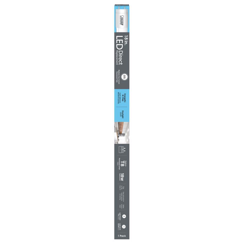 Feit T8 Daylight 18 in. Bi-Pin T8 LED Linear Lamp 18 Watt Equivalence 1 pk (Pack of 6)