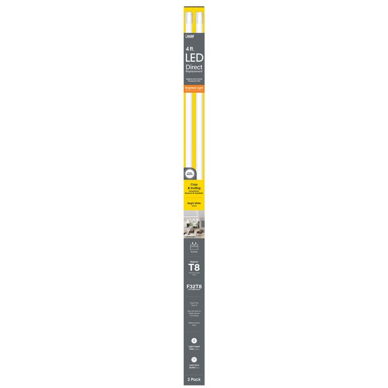 Feit Linear T8 Bright White 48 in. Bi-pin T8 LED Linear Lamp 32 Watt Equivalence 2 pk (Pack of 10)