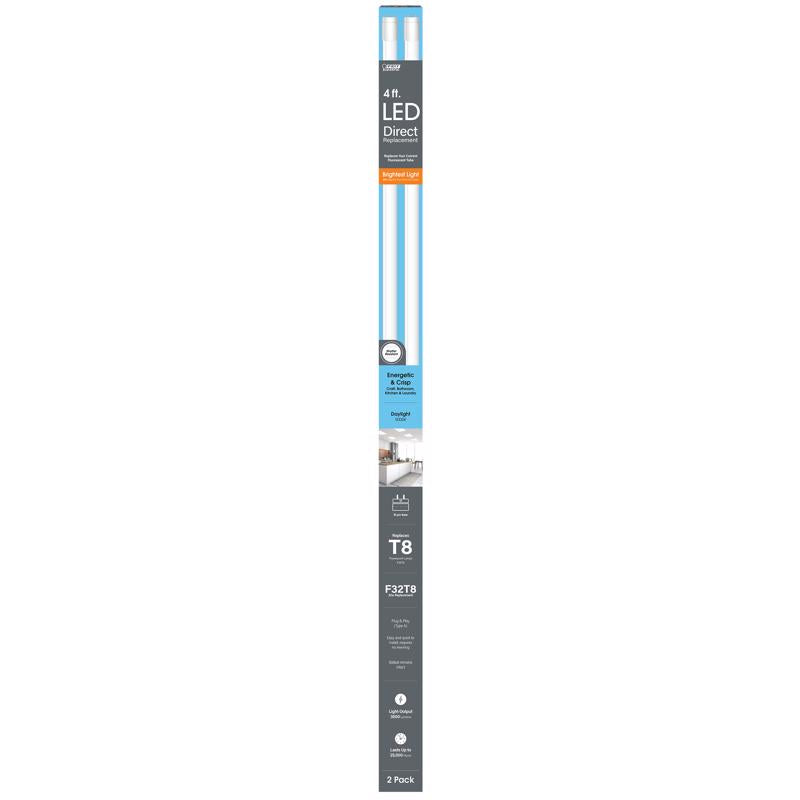 Feit T8 DayLight 48 in. Bi-pin Base Linear Lamp LED 32 Watt Equivalence 2 pk (Pack of 10)