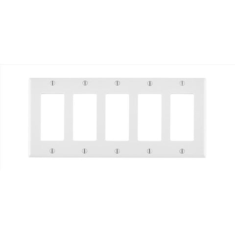 Leviton White 5 gang Thermoset Plastic Decorator Wall Plate 1 pk