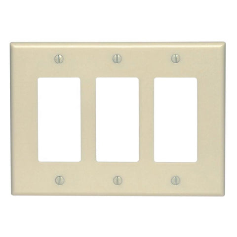 Leviton Ivory 3 gang Thermoplastic Nylon Decorator Wall Plate 1 pk