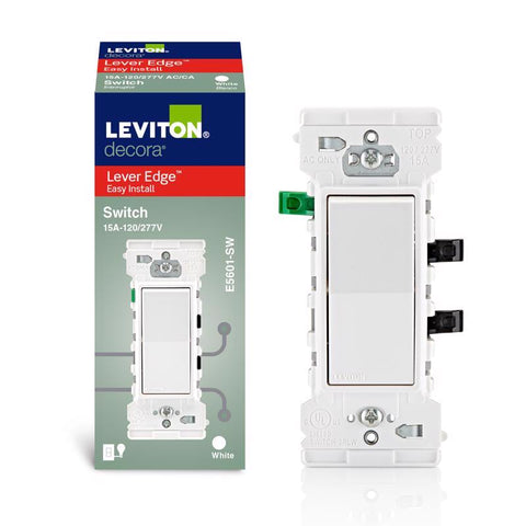 Leviton Lever Edge 15 amps Single Pole Rocker Rocker Switch White 1 pk