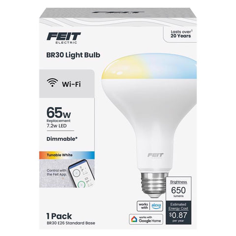 Feit BR30 E26 (Medium) Smart-Enabled LED Bulb Tunable White 65 Watt Equivalence 1 pk