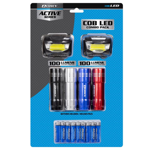 Dorcy Active 100 lm Assorted LED Rechargeable Flashlight/Headlight Combo Pack AAA Battery (Pack of 4)
