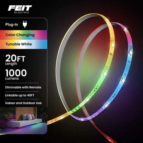 Feit 20 ft. L Color Changing Plug-In LED Tape Light 1 pk