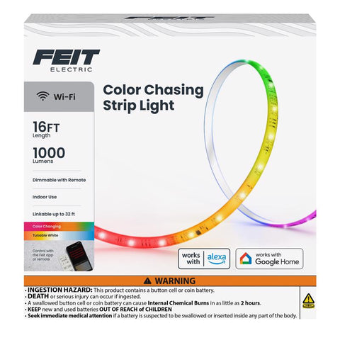 Feit 16 ft. L Color Changing Plug-In LED Tape Light 1 pk
