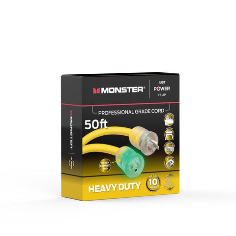 Monster Just Power It Up Outdoor 50 ft. L Yellow Extension Cord 10/3 SJTW (Pack of 2)