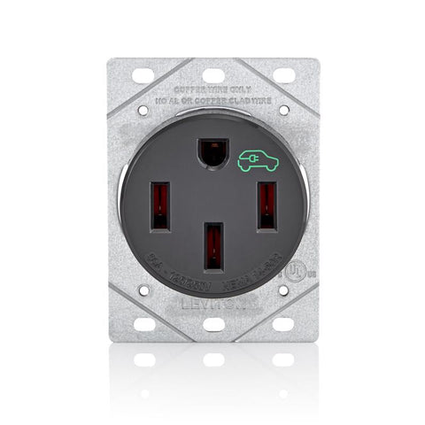 Leviton EV Charging 50 amps 250 V Single Black Outlet 14-50R 1 pk