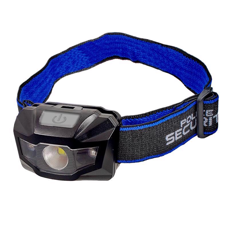 Linterna frontal LED Police Security Connector 2.0 de 280 lm, negra, con pilas AAA