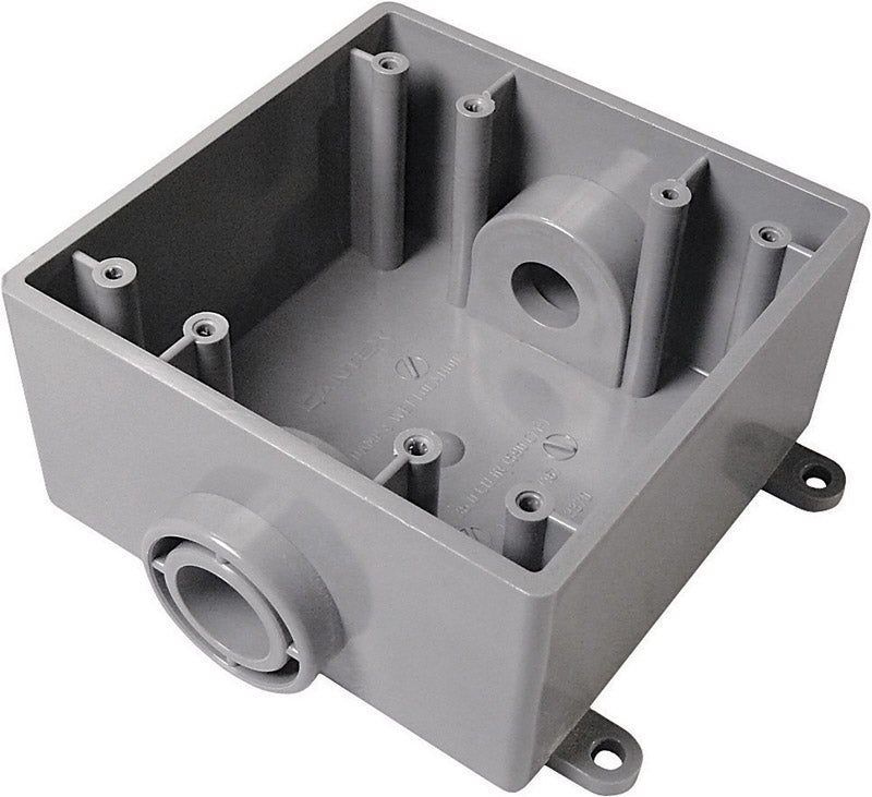 Cantex New and Old Work 32 cu in Square PVC 2 gang Outlet Box Gray