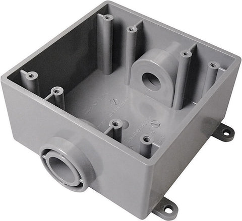 Cantex New and Old Work 32 cu in Square PVC 2 gang Outlet Box Gray
