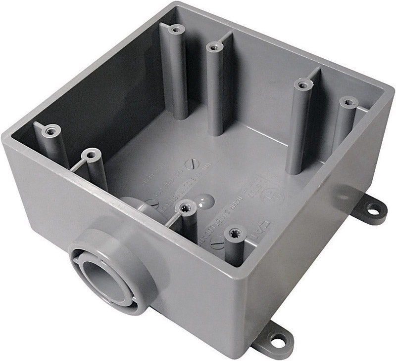 Cantex New and Old Work 32 cu in Square PVC 2 gang Outlet Box Gray