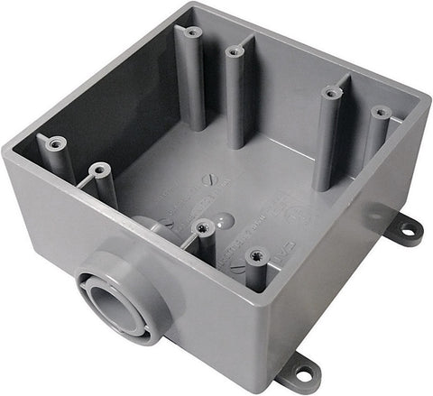 Cantex New and Old Work 32 cu in Square PVC 2 gang Outlet Box Gray