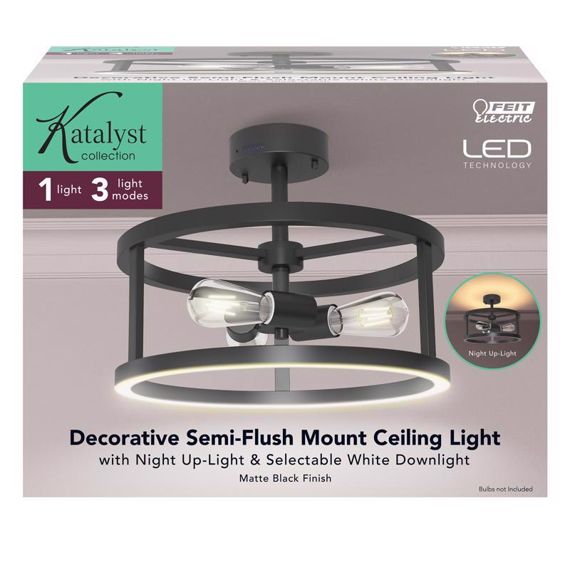 Feit 54 in. H X 15 in. W X 15 in. L Matte Black LED Ceiling Light Fixture