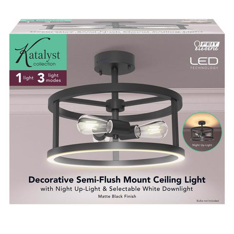 Feit 54 in. H X 15 in. W X 15 in. L Matte Black LED Ceiling Light Fixture