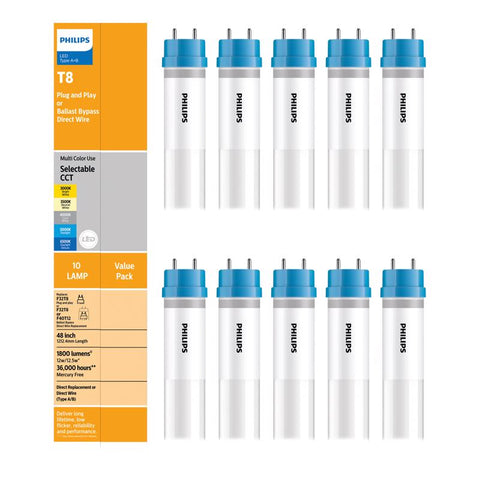 Philips LED Multi-CCT 48 in. G13 T8 Linear 32 Watt Equivalence 10 pk