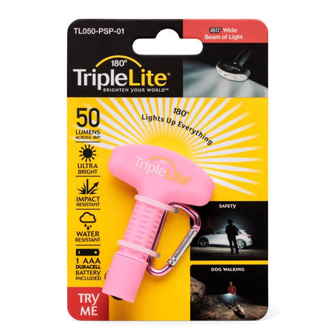 Linterna LED rosa TripleLite de 50 lúmenes con pilas AAA
