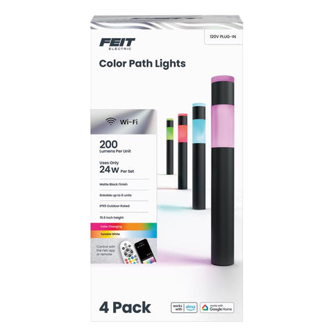 Feit Black Plug In/Remote 6 W LED Pathway Light 4 pk