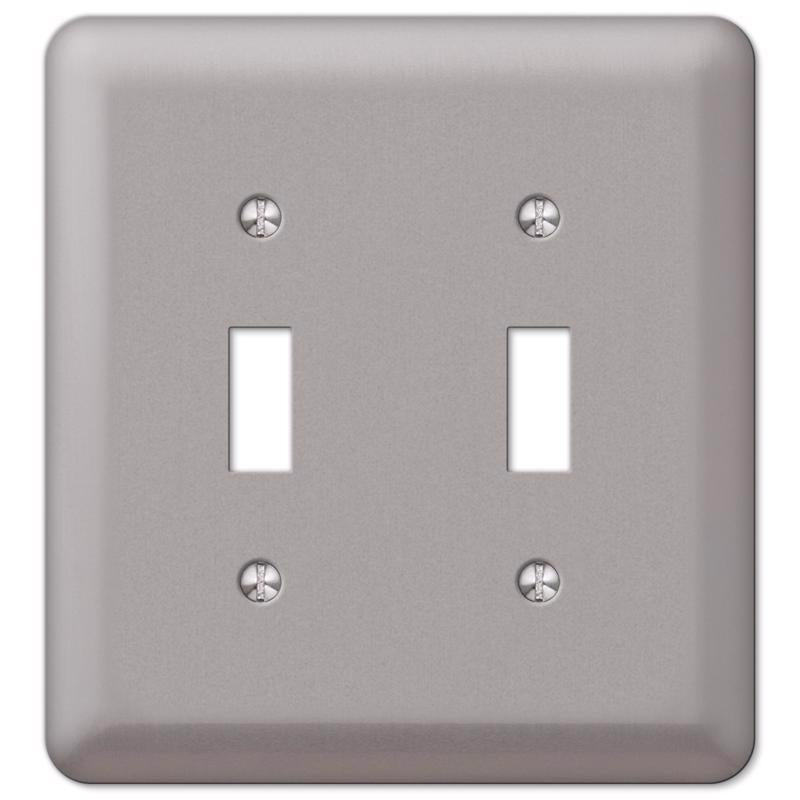 Amerelle Devon Brushed Nickel 2 gang Steel Toggle Wall Plate 1 pk (Pack of 3)