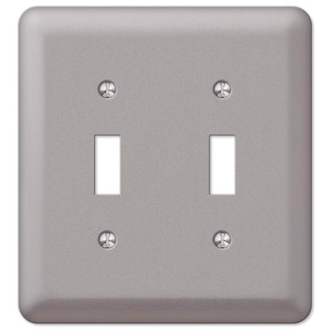 Amerelle Devon Brushed Nickel 2 gang Steel Toggle Wall Plate 1 pk (Pack of 3)