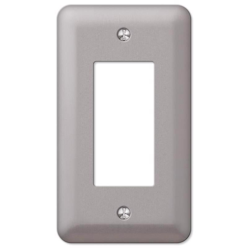 Amerelle Devon Brushed Nickel 1 gang Steel Single Outlet Wall Plate 1 pk (Pack of 6)