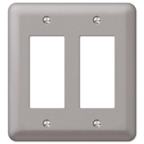 Amerelle Devon Brushed Nickel 2 gang Steel Decorator Wall Plate 1 pk (Pack of 3)