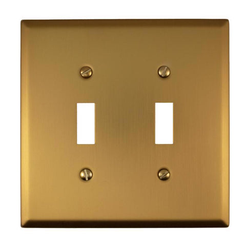 Amerelle Oxford Brushed Gold 2 gang Steel Toggle Wall Plate 1 pk