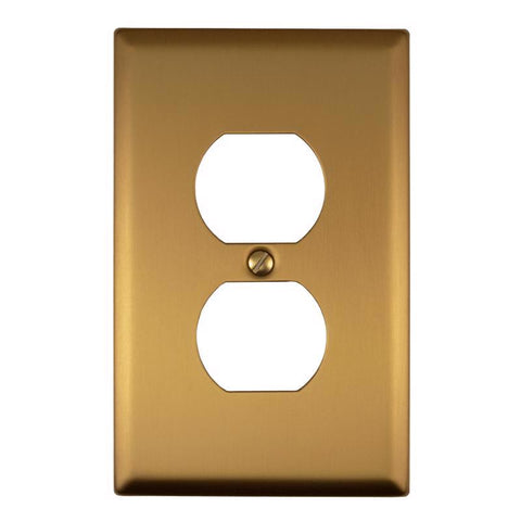 Amerelle Oxford Brushed Gold 1 gang Steel Duplex Wall Plate 1 pk