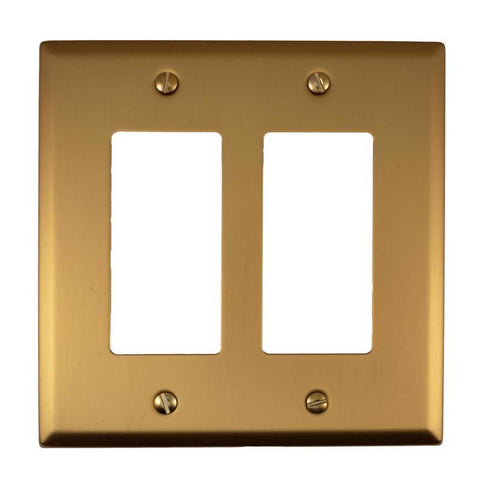 Amerelle Oxford Brushed Gold 2 gang Stamped Steel Decorator Wall Plate 1 pk
