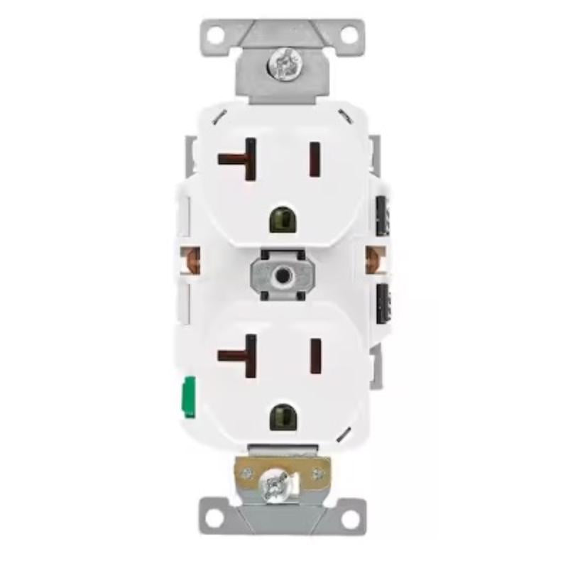 Leviton Lever Edge 20 amps 125 V White Outlet 1 pk