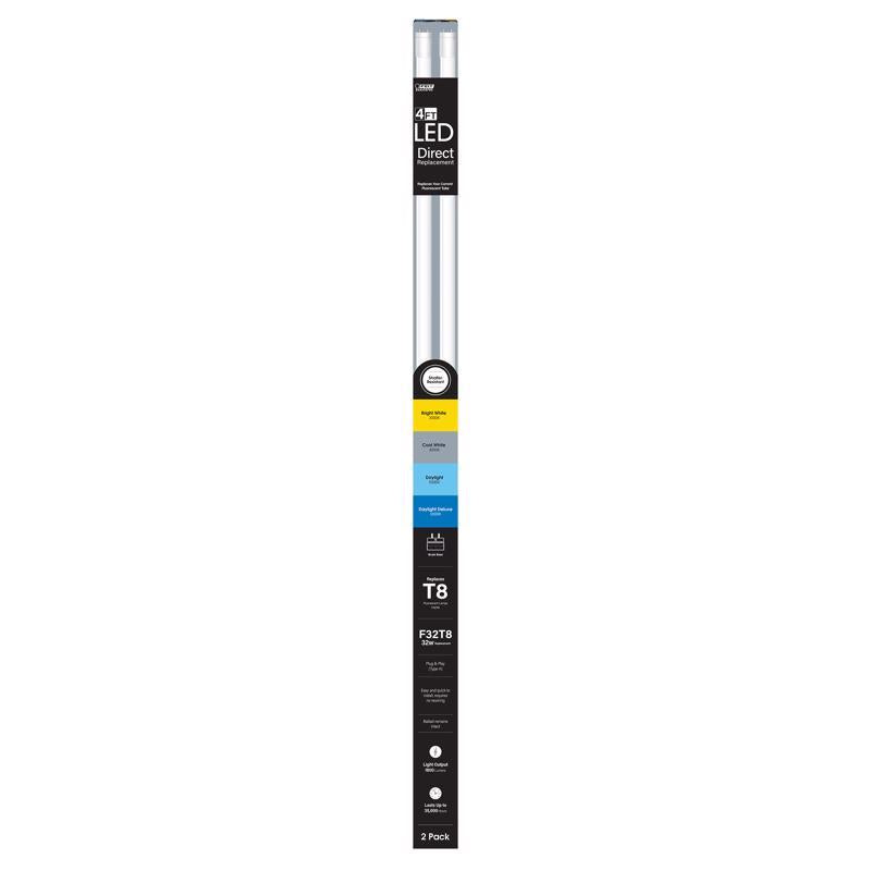 Feit Linear Adjustable White 48 in. Bi-Pin T8 LED Tube 32 Watt Equivalence 2 pk (Pack of 10)