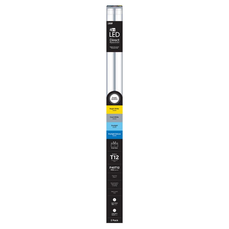 Feit Electric Linear Adjustable White 48 in. Bi-Pin T12 LED Tube 40 Watt Equivalence 2 pk (Pack of 10)