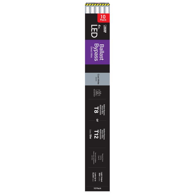 Feit Electric Linear Adjustable White 48 in. Bi-Pin T8 LED Tube 40 Watt Equivalence 10 pk (Pack of 3)