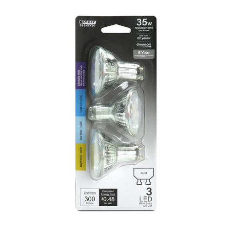 Feit Electric MR16 GU10 LED Bulb Adjustable White 35 Watt Equivalence 1 pk (Pack of 6)