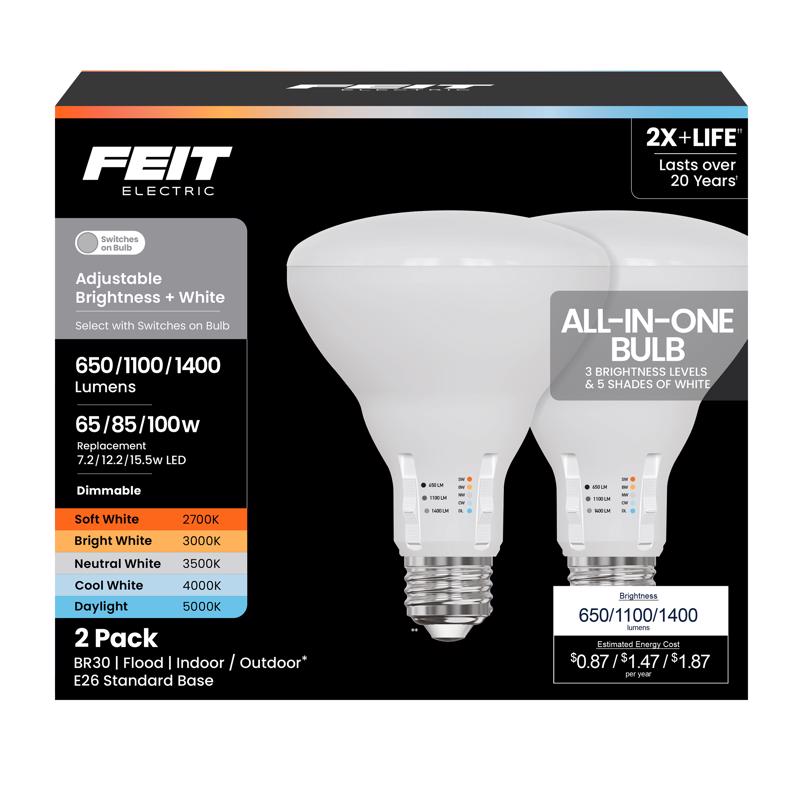 Bombilla LED Feit Electric BR30 E26 (mediana) de blanco ajustable, equivalente a 100 vatios, 1 ud. (paquete de 6)