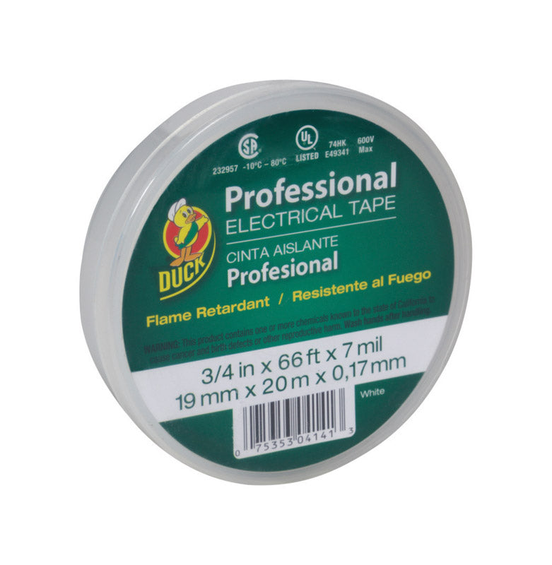 Duck Professional Grade 3/4 in. W X 66 ft. L White Vinyl Electrical Tape (Pack of 12)